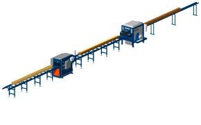 Line No. 2 of the small-diameter wood processing (throughfeed machines)